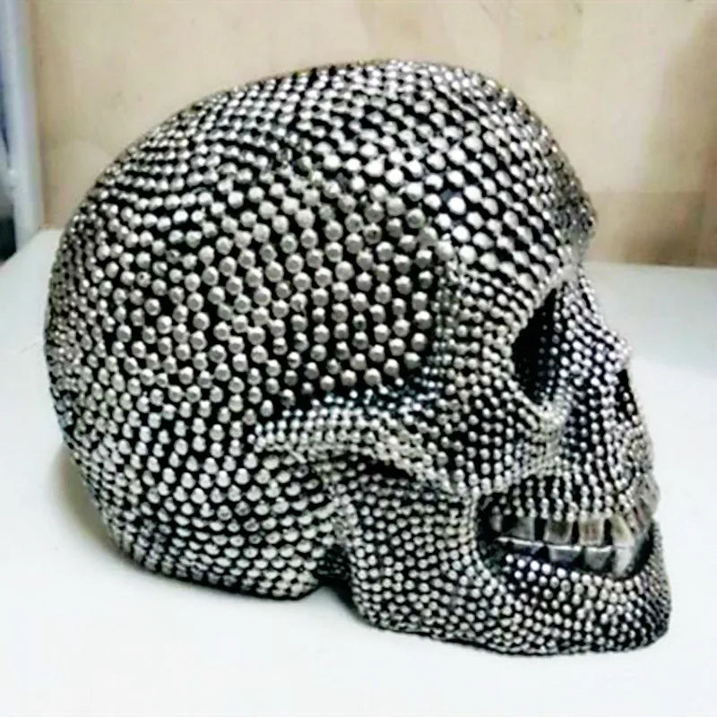 Avtoit | BUF Large Silver/Gold Skull Statue Resin Craft Decorative Ornaments Halloween Decoration Sculpture Home Decor Figures