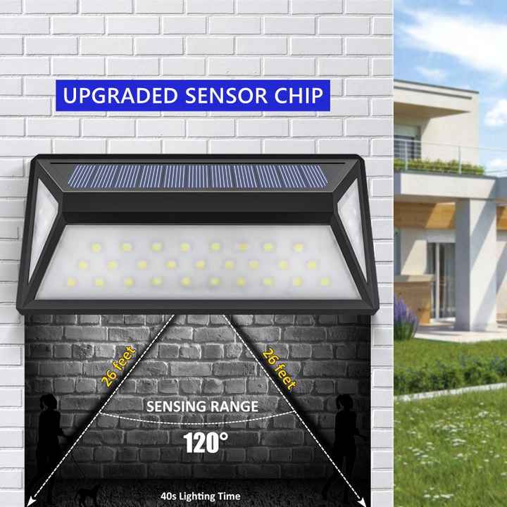 Solar LED Outdoor Wall Light with Motion Sensor and Waterproof Housing