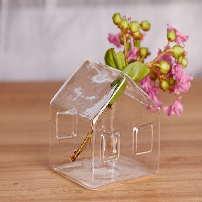 Avtoit | Simple Mini House Glass Flower Vase