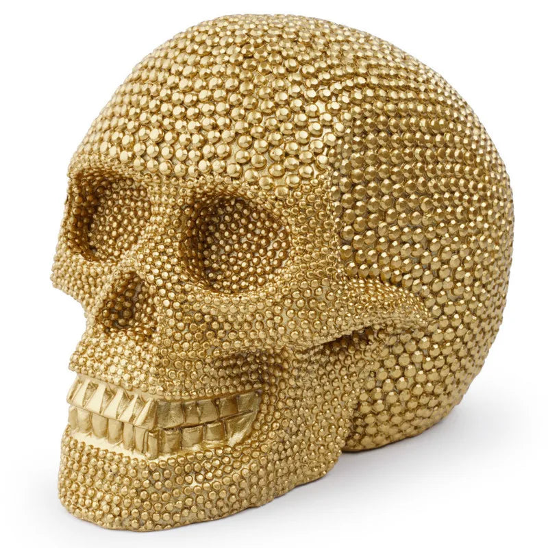Avtoit | BUF Large Silver/Gold Skull Statue Resin Craft Decorative Ornaments Halloween Decoration Sculpture Home Decor Figures