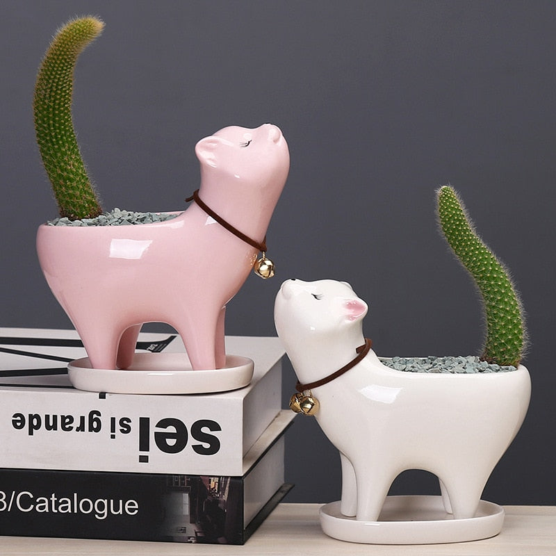 Avtoit | Rising Cat Ceramic Flower Pot