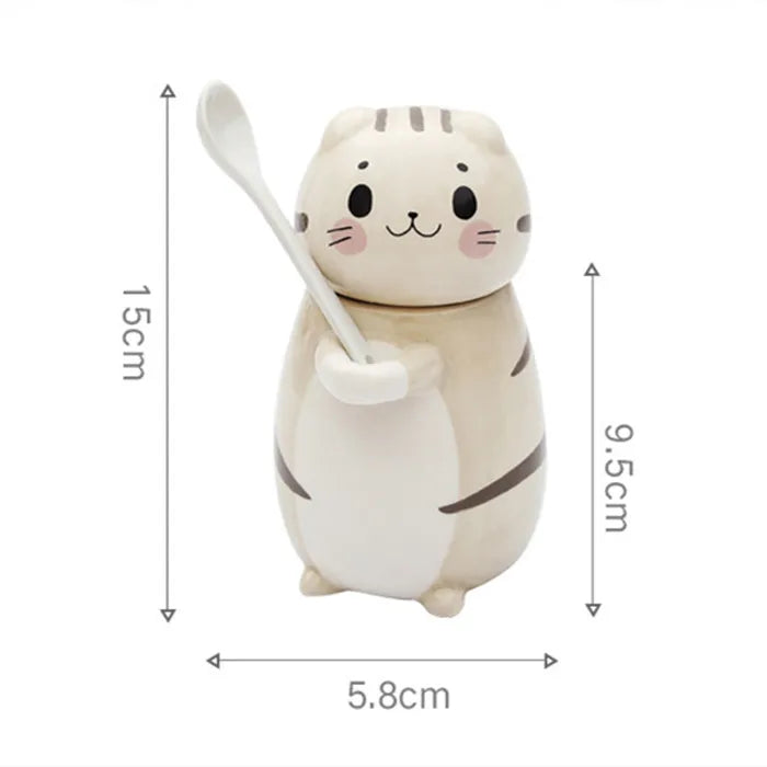 Avtoit | Lucky Cat Ceramic Coffee Mug with Spoon