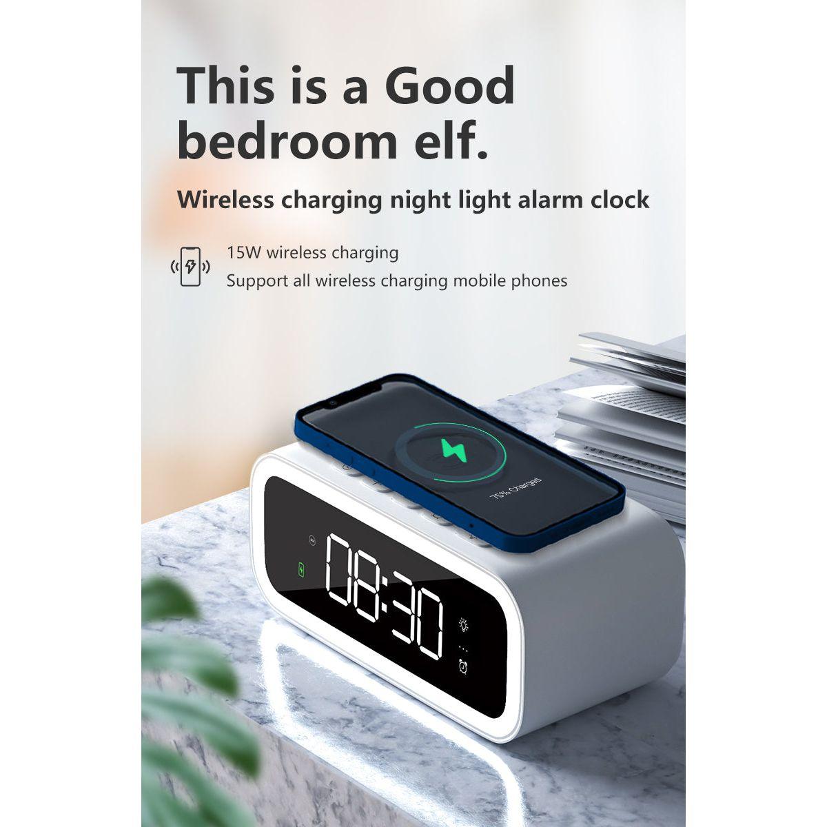 Avtoit | MultiTime 2-in-1 Digital Alarm Clock with Wireless Qi Charging – LED Display & Snooze Function