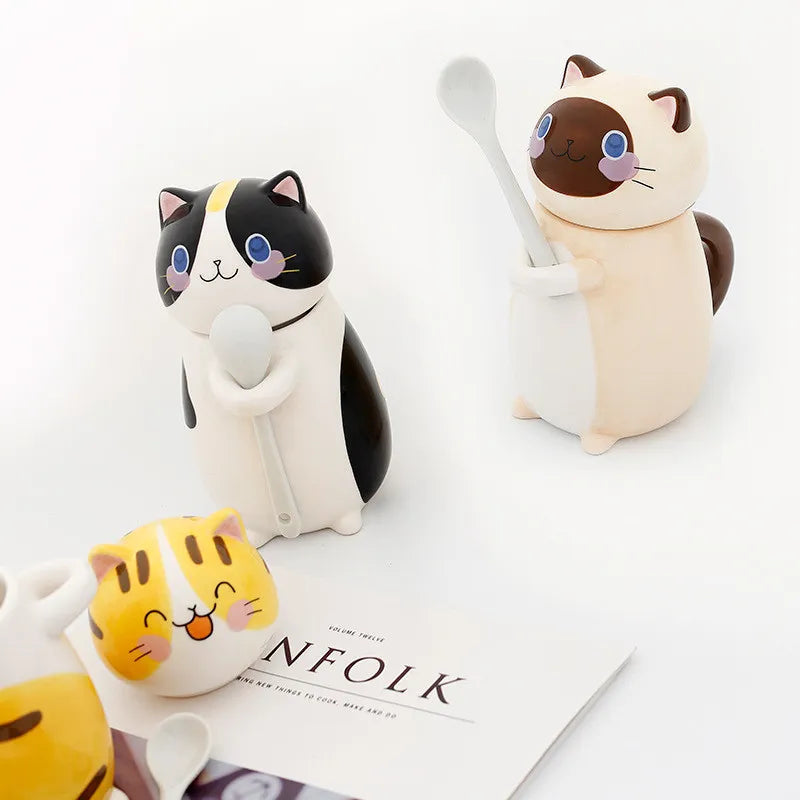 Avtoit | Lucky Cat Ceramic Coffee Mug with Spoon