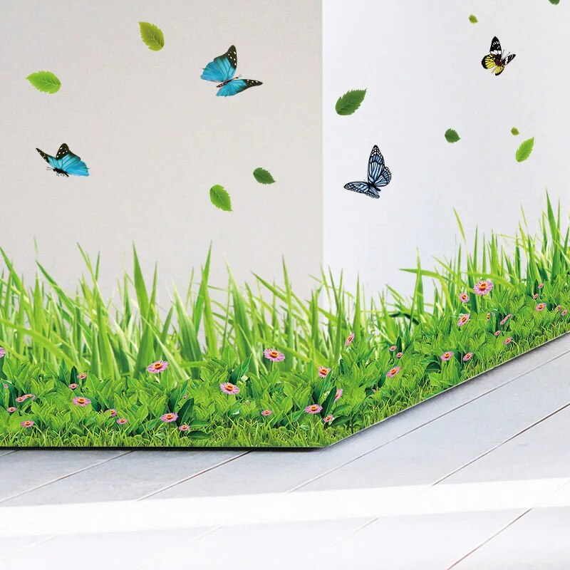 Avtoit | Serene Springtime Butterfly Green Grass Wall Stickers