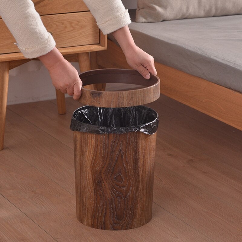 Avtoit | Elegant Retro Wooden Grain Trash Can