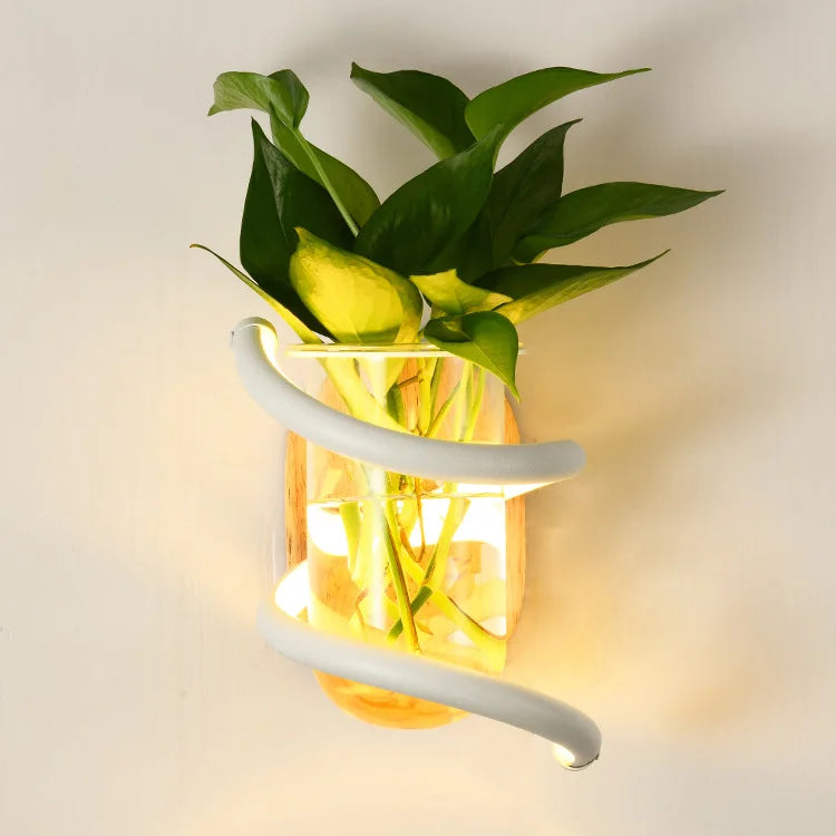 Avtoit | Nordic Unique Wooden Outdoor Wall Vase Lamp