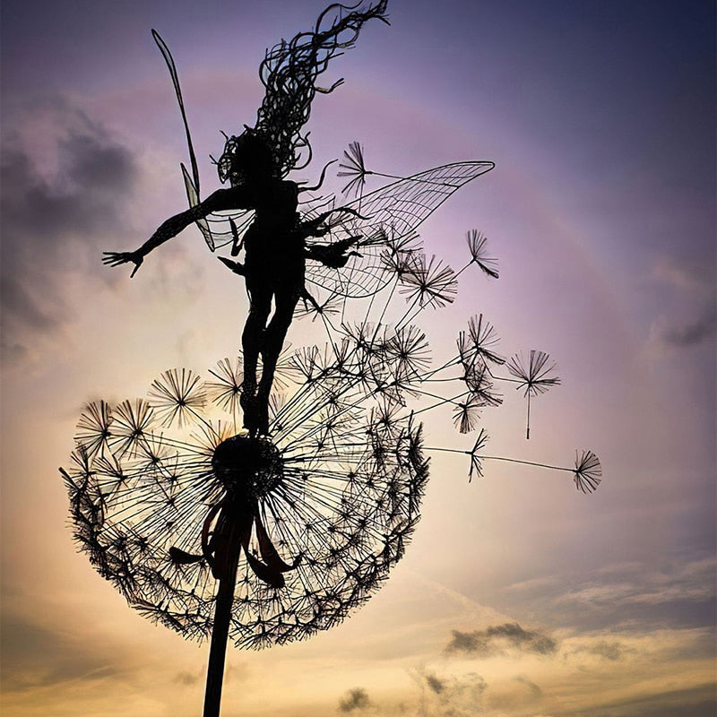 Avtoit | Fairies and Dandelions Dancing Together Sculpture for Outdoor Garden