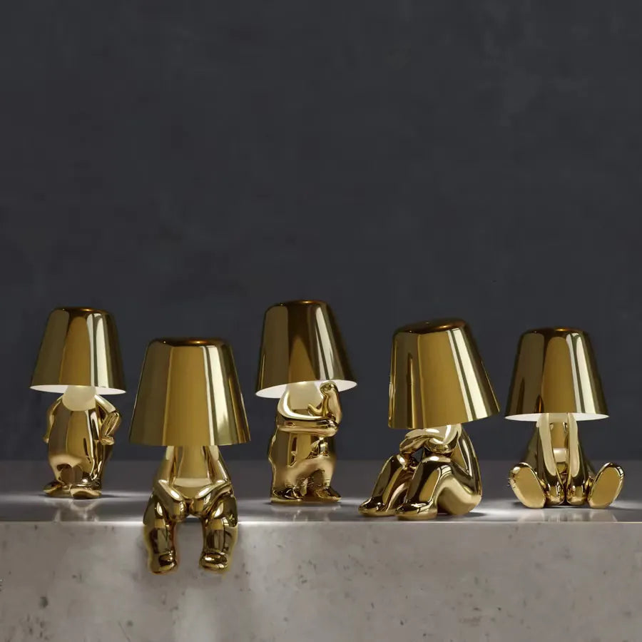 Avtoit | Golden Man LED Thinking Table Lamp – Playful Nightstand Lamp for Bedroom & Decor