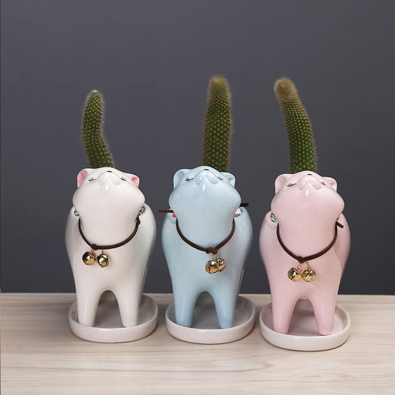 Avtoit | Rising Cat Ceramic Flower Pot