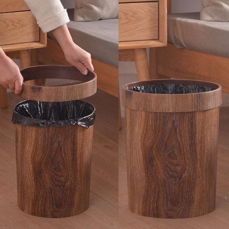 Avtoit | Elegant Retro Wood Grain Trash Can