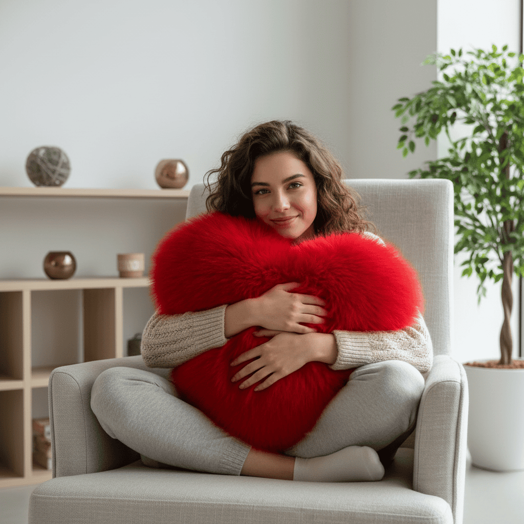 Avtoit | Soft decorative cushion in heart shape with plush texture