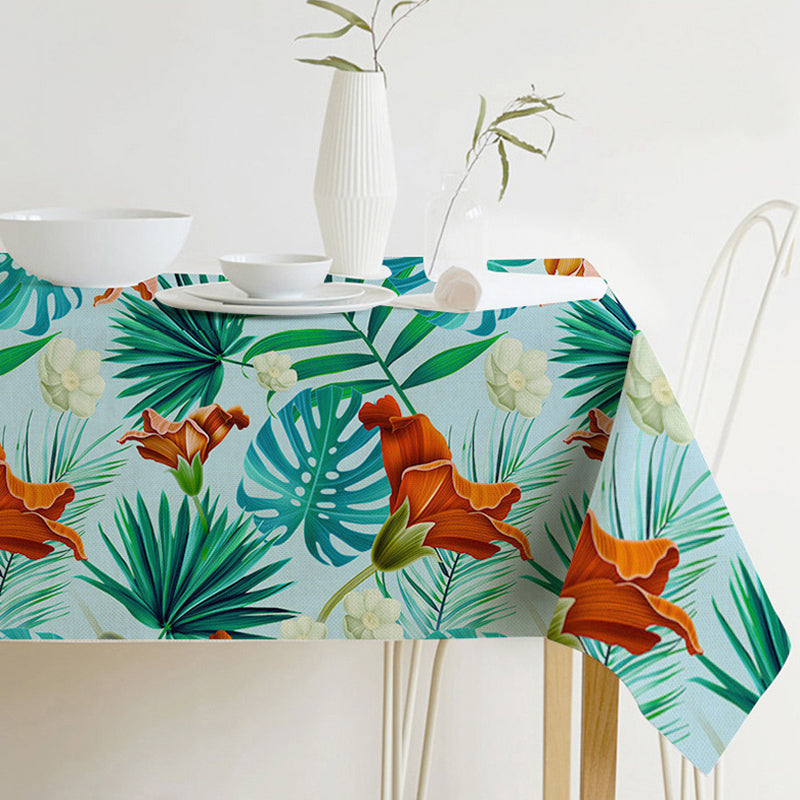 Avtoit | Nordic modern linen cotton square green tropical leaf tablecloth cover cloth
