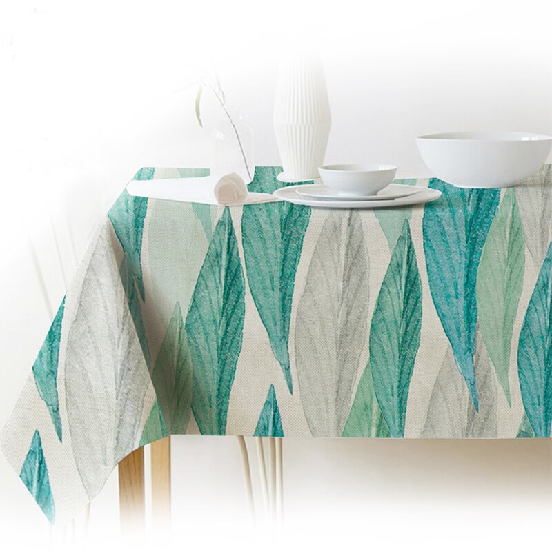 Avtoit | Nordic modern linen cotton square green tropical leaf tablecloth cover cloth