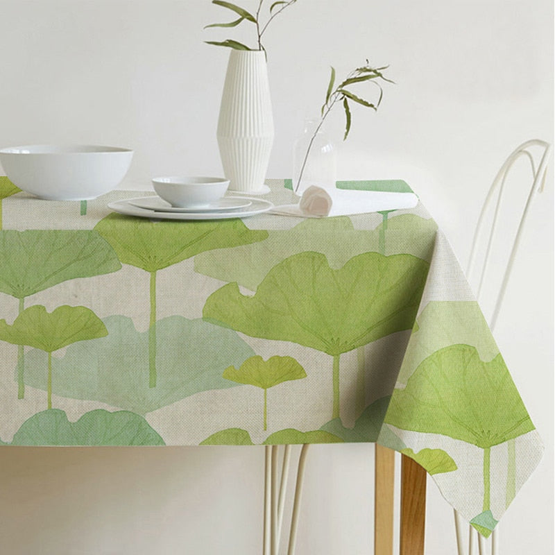 Avtoit | Nordic modern linen cotton square green tropical leaf tablecloth cover cloth