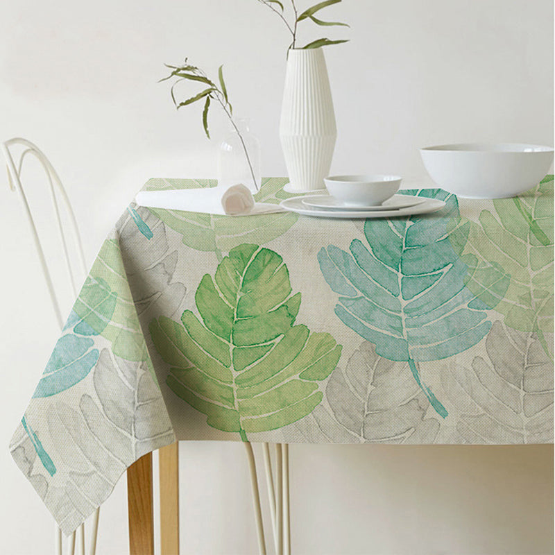 Avtoit | Nordic modern linen cotton square green tropical leaf tablecloth cover cloth