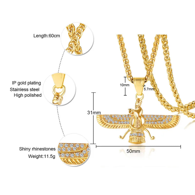 Avtoit | Rhinestone Ahura Mazda Zoroastrian Pendant Necklace