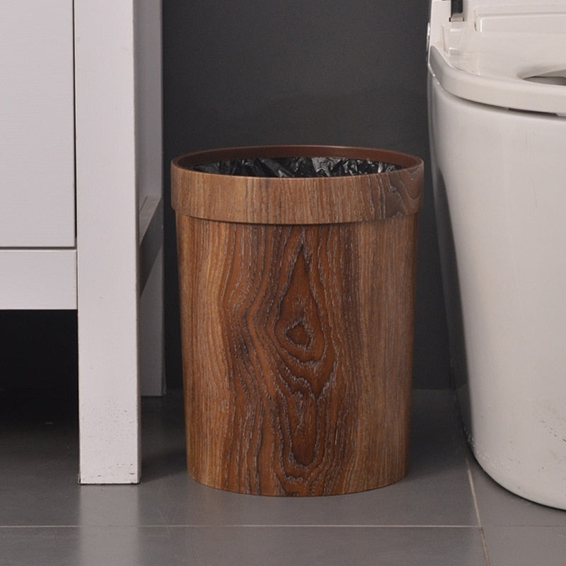 Avtoit | Elegant Retro Wood Grain Trash Can