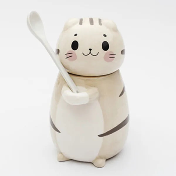 Avtoit | Lucky Cat Ceramic Coffee Mug with Spoon