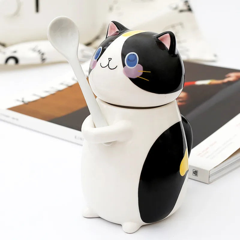 Avtoit | Lucky Cat Ceramic Coffee Mug with Spoon