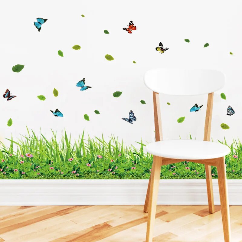 Avtoit | Serene Springtime Butterfly Green Grass Wall Stickers