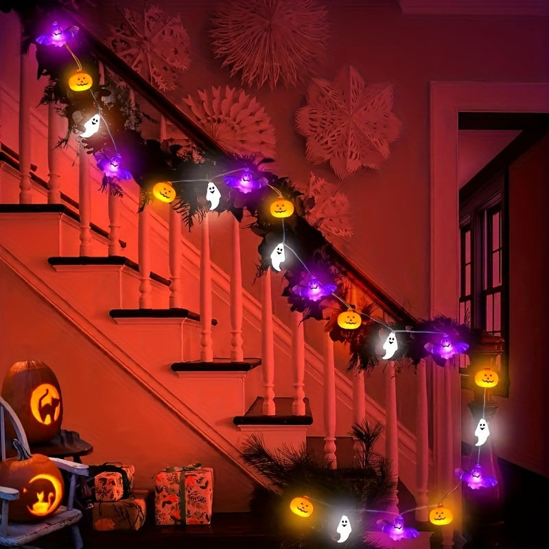 Avtoit | Spooky Halloween String Lights – Battery-Powered Pumpkin Design
