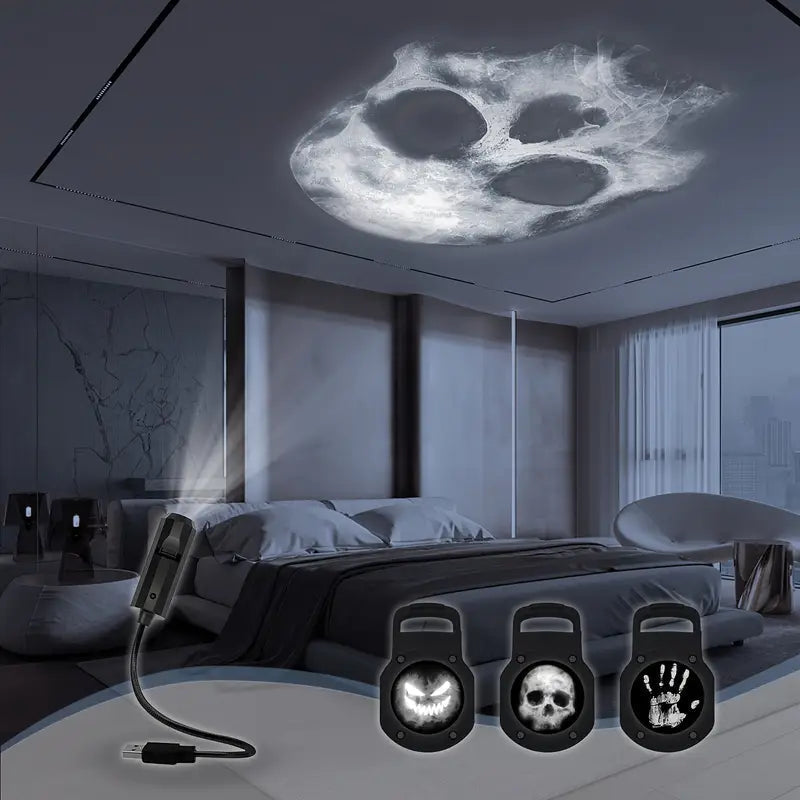 Avtoit | Halloween Skull | LED Nightstand Lamp with Projections