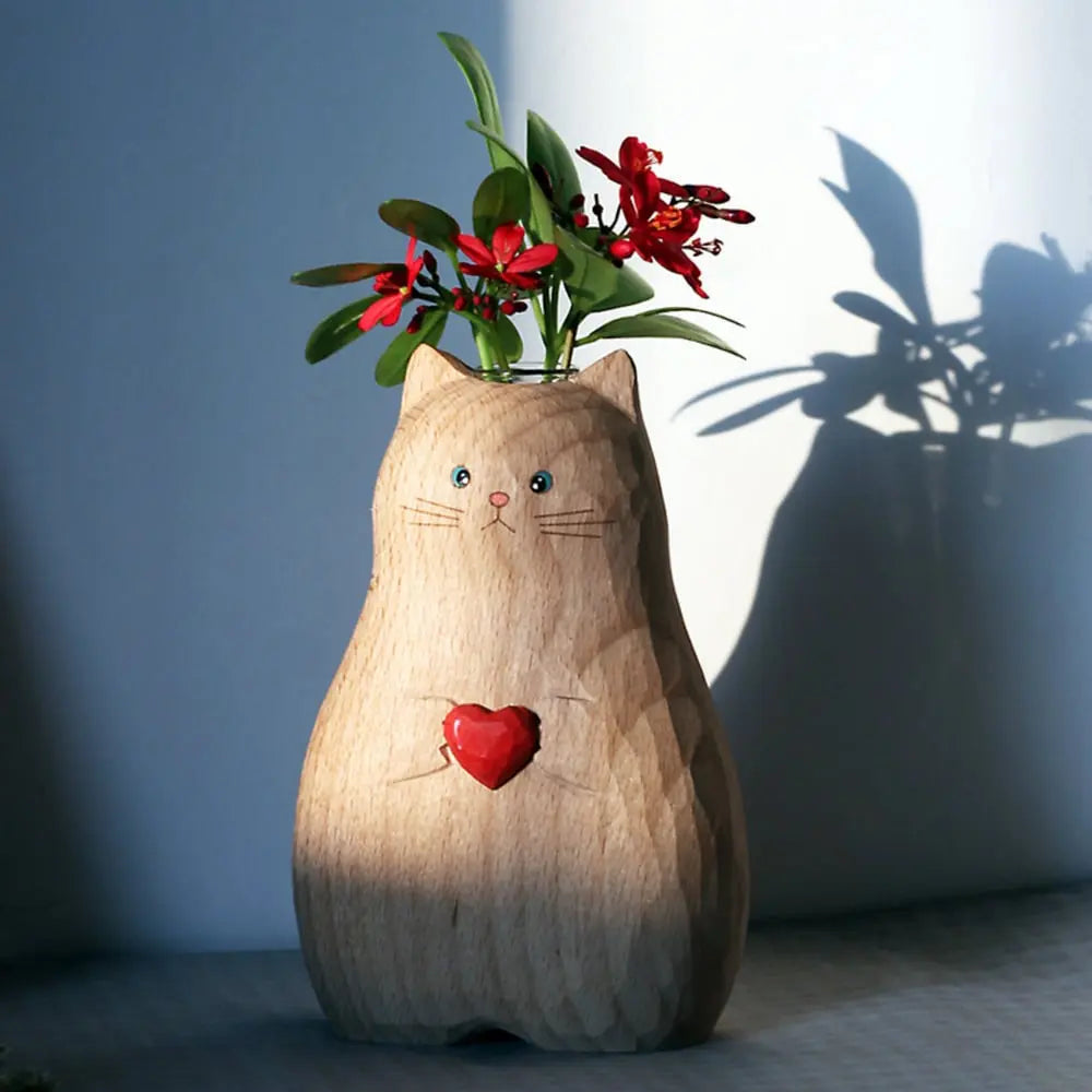 Avtoit | Handmade cat vase made of wood – Unique & Eco-friendly decor