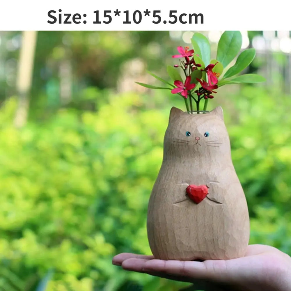 Avtoit | Handmade cat vase made of wood – Unique & Eco-friendly decor
