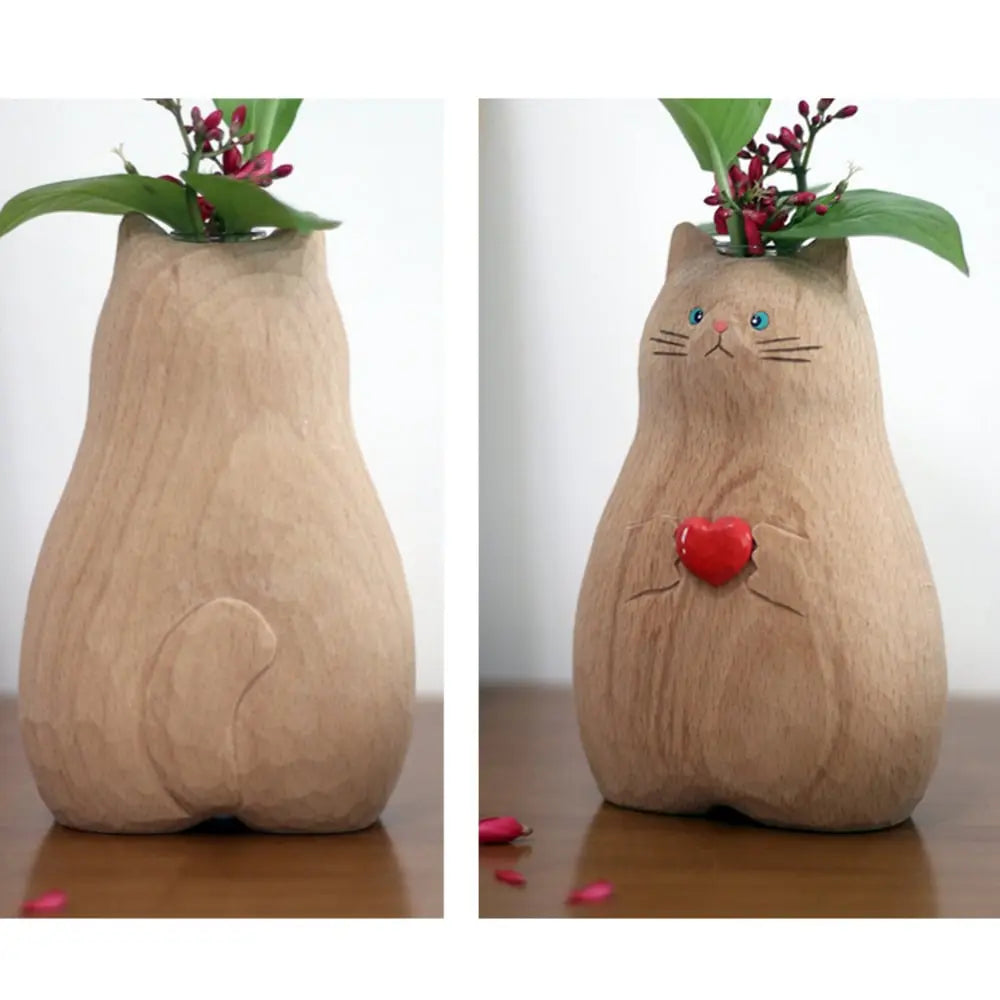 Avtoit | Handmade cat vase made of wood – Unique & Eco-friendly decor