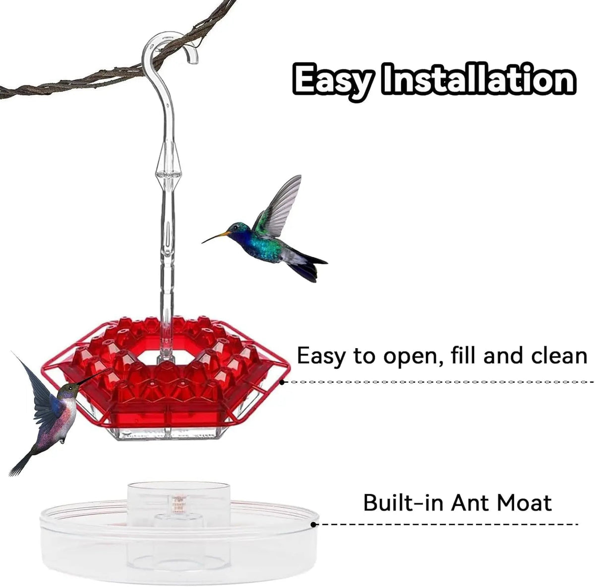 Avtoit | Hanging Nectar Dispenser – Attracts Hummingbirds & Keeps Insects Away