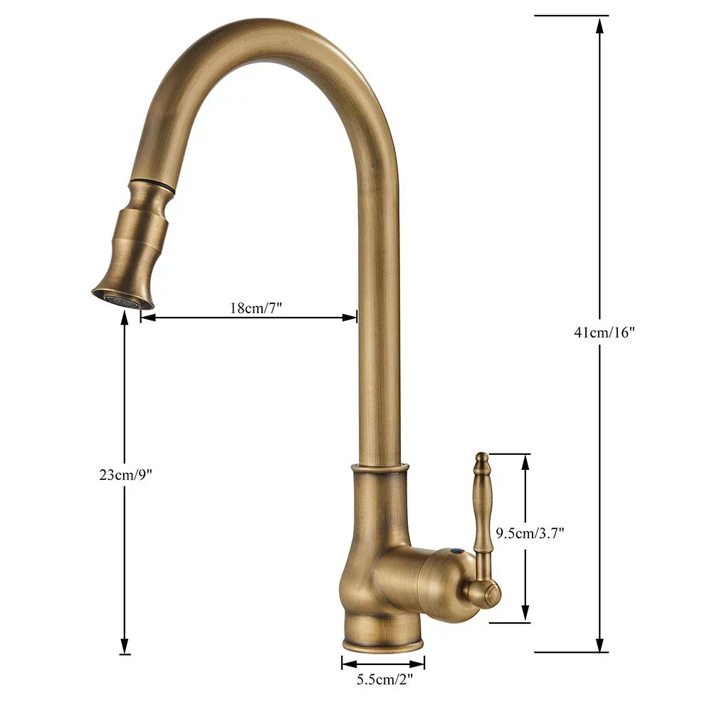Avtoit | VintageTap Antique Brass Kitchen Tap – Retro Style Mixer Faucet with Swivel Spout
