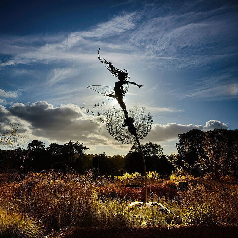 Avtoit | Fairies and Dandelions Dancing Together Sculpture for Outdoor Garden