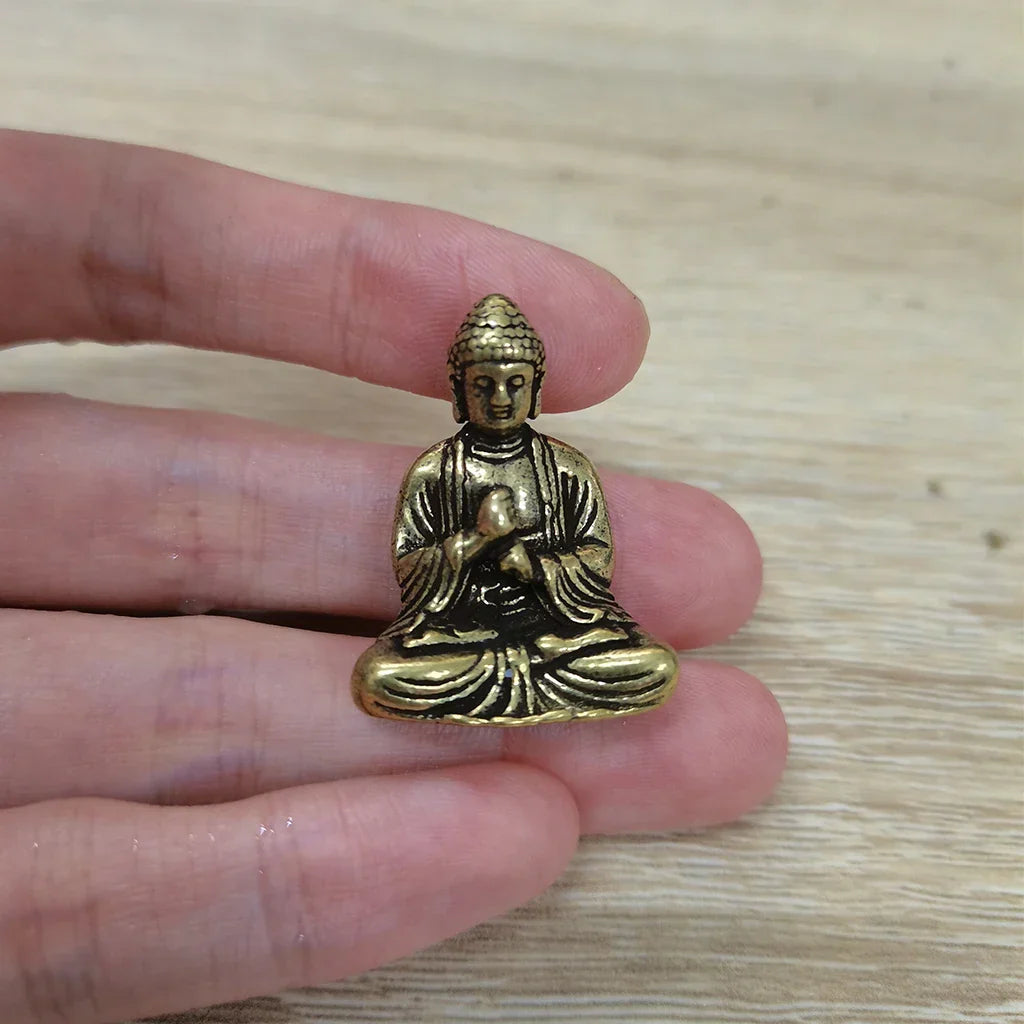 Avtoit | 10 pieces mini brass sitting Buddha statue figure for travel Buddhism worship home office desk decoration