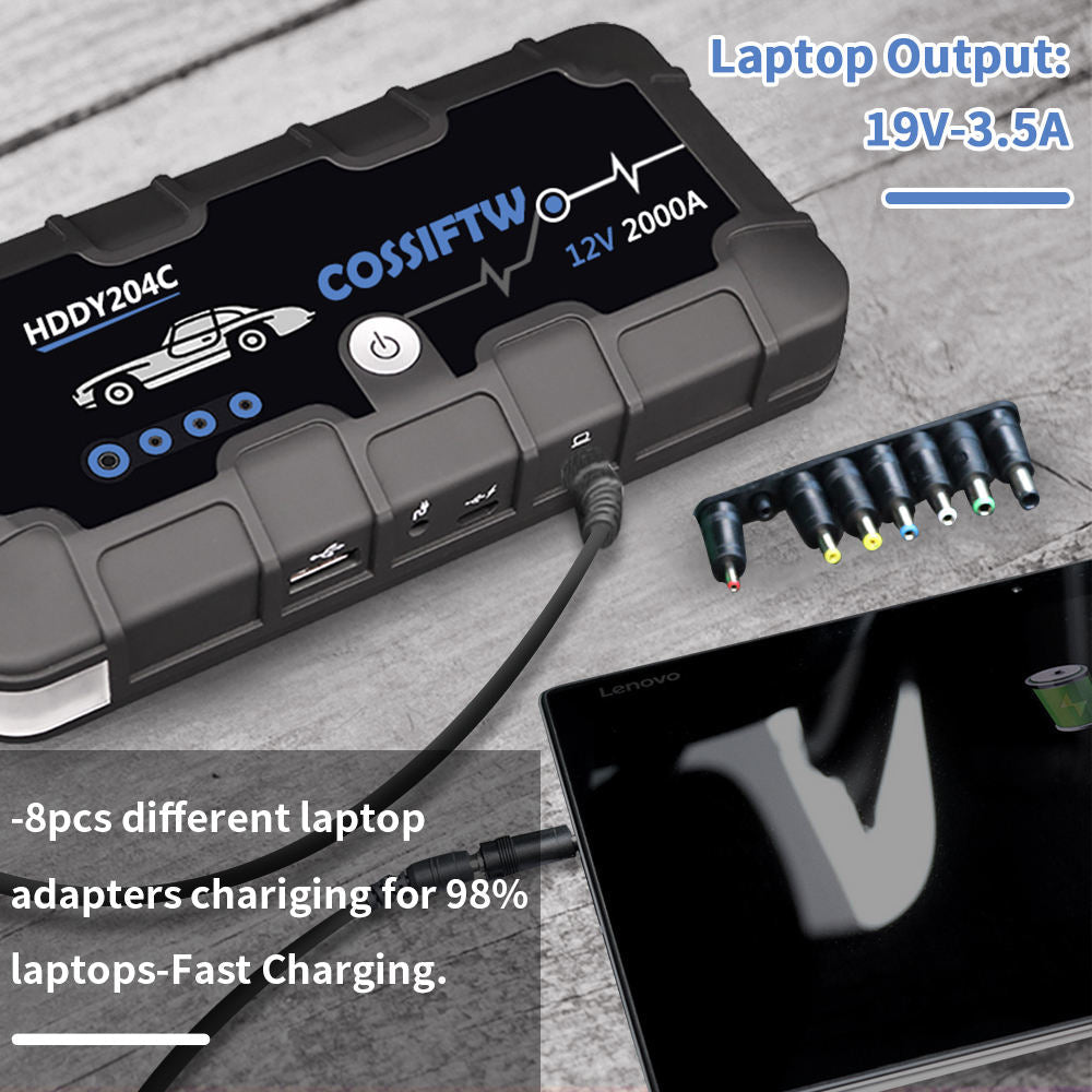 Avtoit | 2000A UltraSafe 12V Car Jump Starter – Portable Battery Booster Pack with USB Charger & LED Flashlight – Up to 6.0L Petrol / 3.0L Diesel Engines