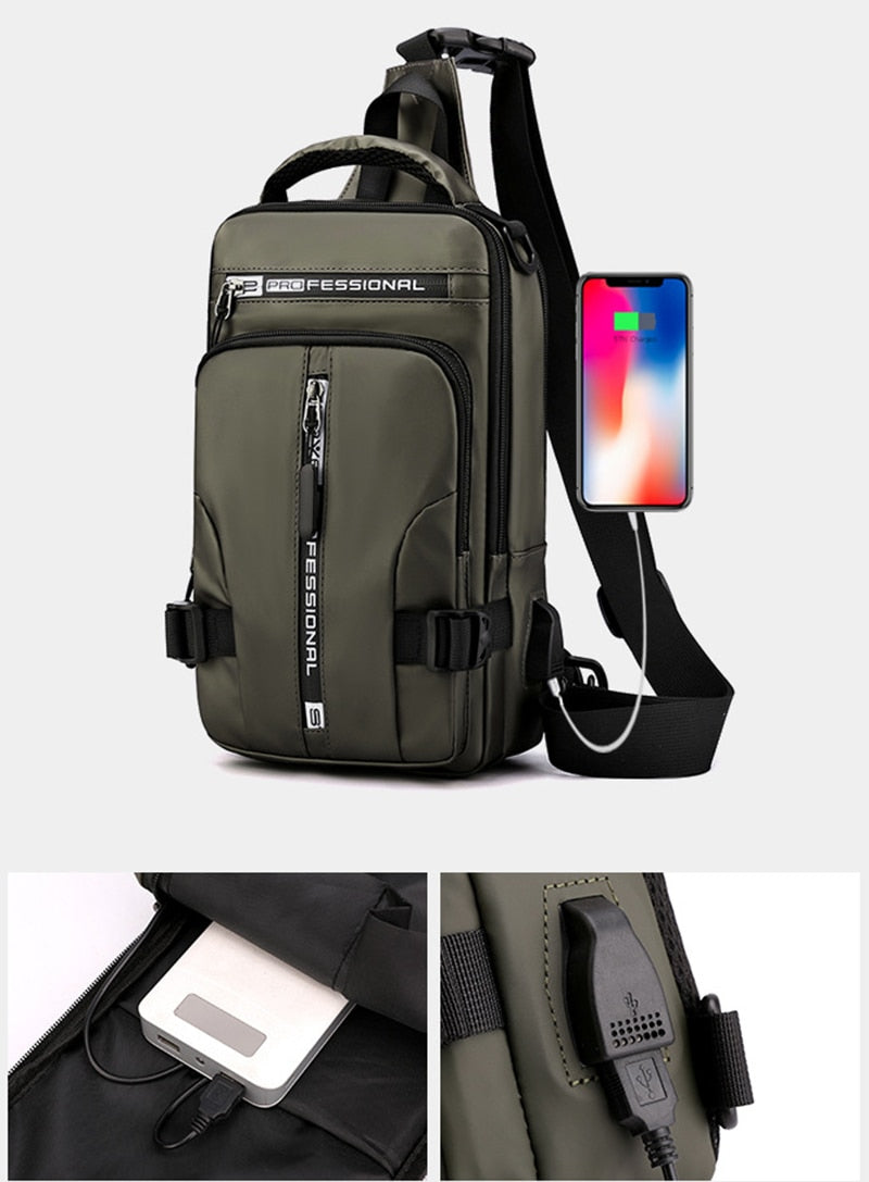 Avtoit | Waterproof Oxford Crossbody Bag, Anti-Theft Sling Bag, USB Charging & Multi-Pocket Design
