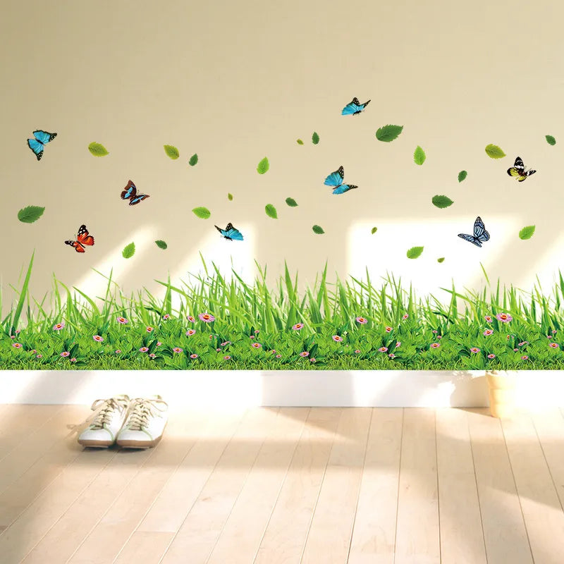 Avtoit | Serene Springtime Butterfly Green Grass Wall Stickers