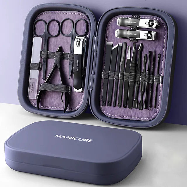 Avtoit | LuxNails | Professional Stainless Steel Manicure and Pedicure Set | Portable & Multifunctional | Luxurious Storage Box
