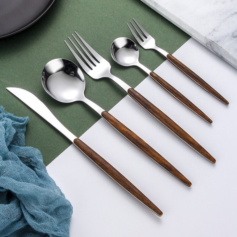 Avtoit | Wooden Handle Cutlery Set | Elegant Tableware for Every Occasion