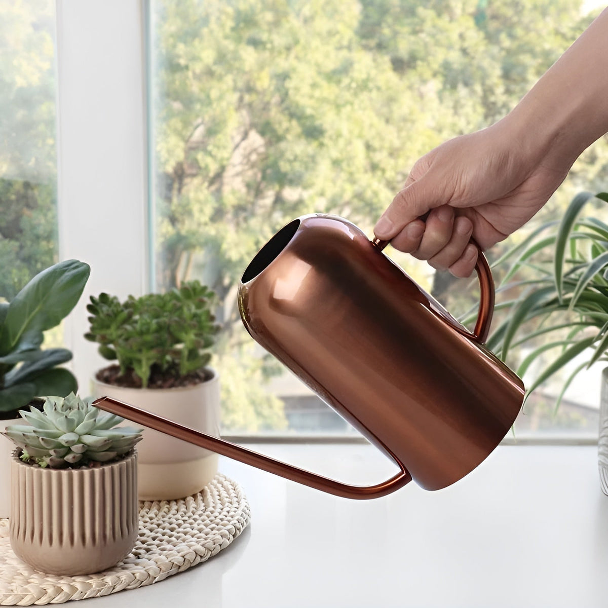 Avtoit | Stainless Steel Pourer - 1.5L Long Watering Can for Plants and Flowers