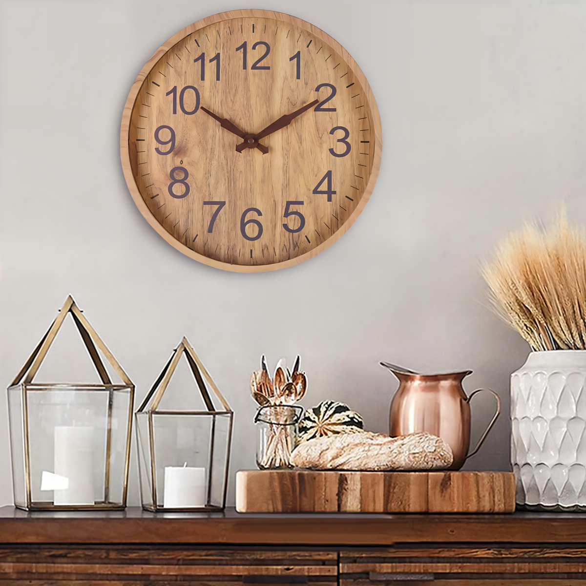 Avtoit | Elegant Wooden Wall Clock – Silent Kitchen Clock