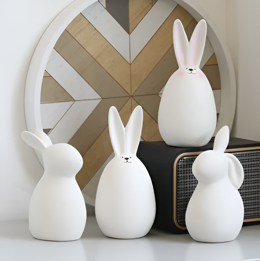 Avtoit | ConeyBliss Minimalist Ceramic Bunny – Elegant White Easter Rabbit Figurine Decor