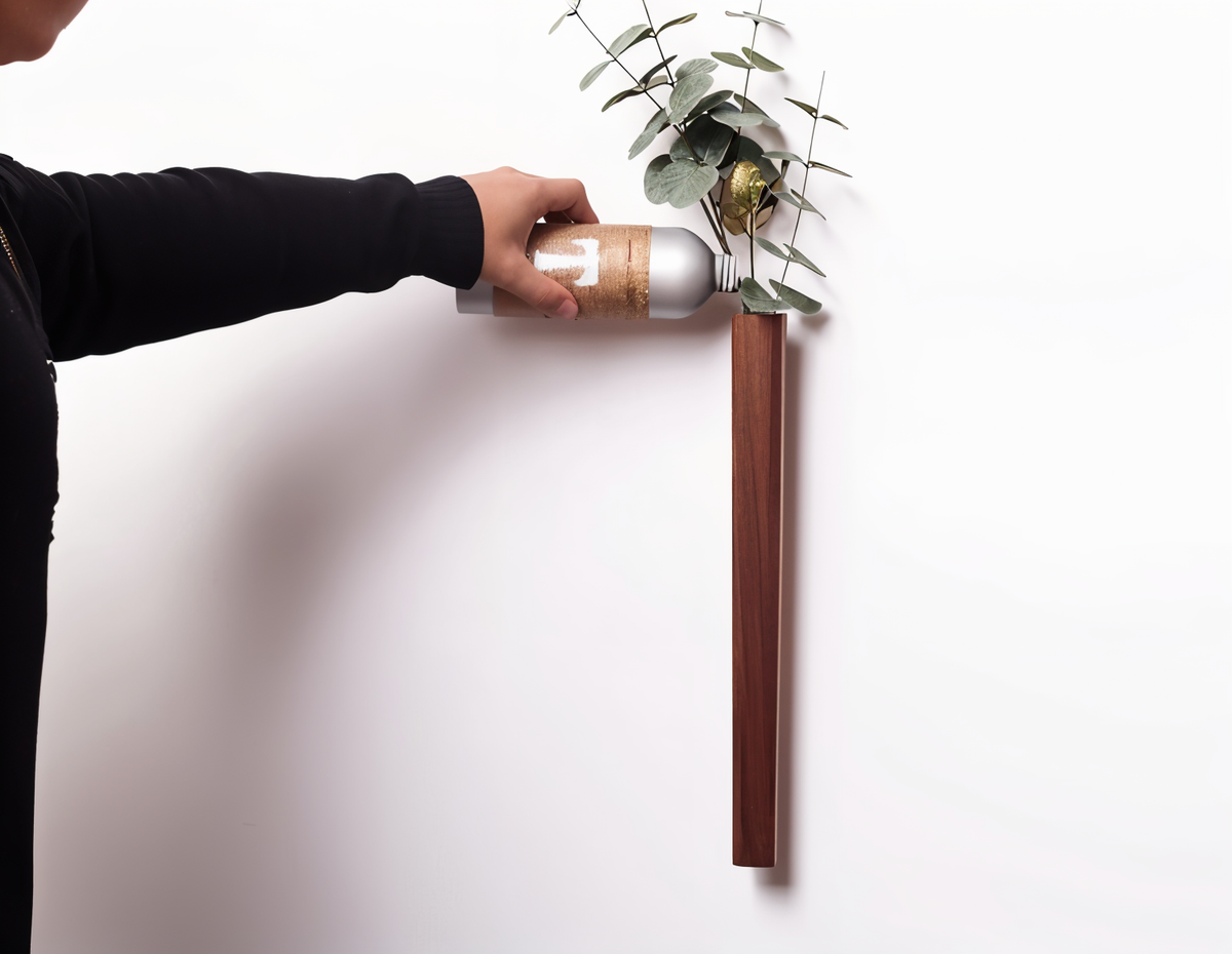 Avtoit | FreshFloret Wall-Mounted Wooden Vase – Solid Beech & Walnut Flower Display