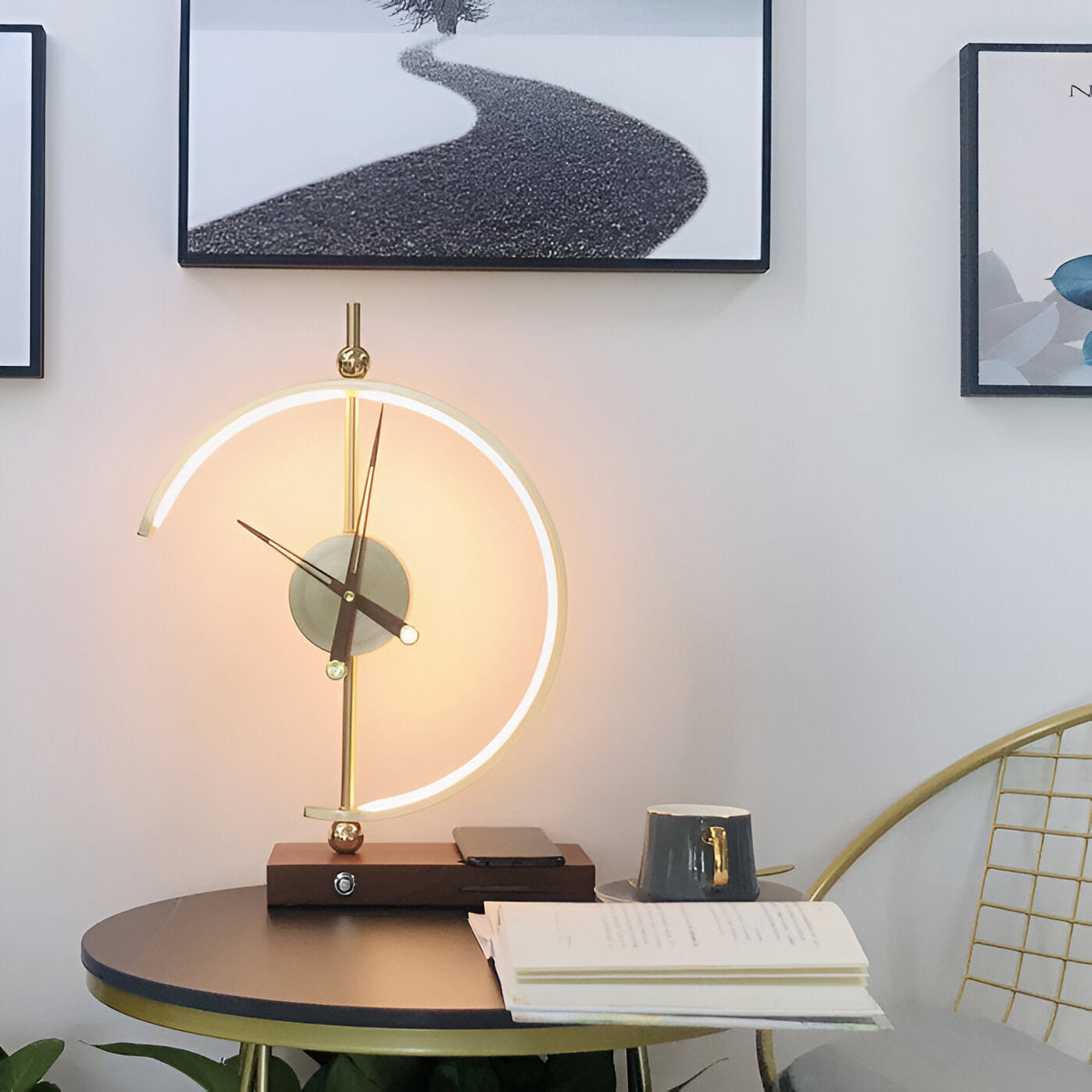 Avtoit | Modern LED Table Lamp with Clock and Wireless Charger