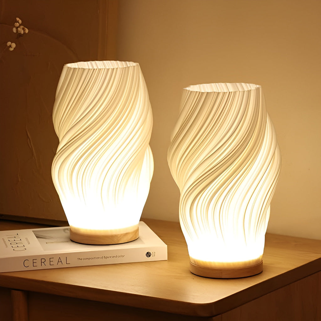Avtoit | DreamWave - Modern cream-colored 3D wave lamp with elegant metal base