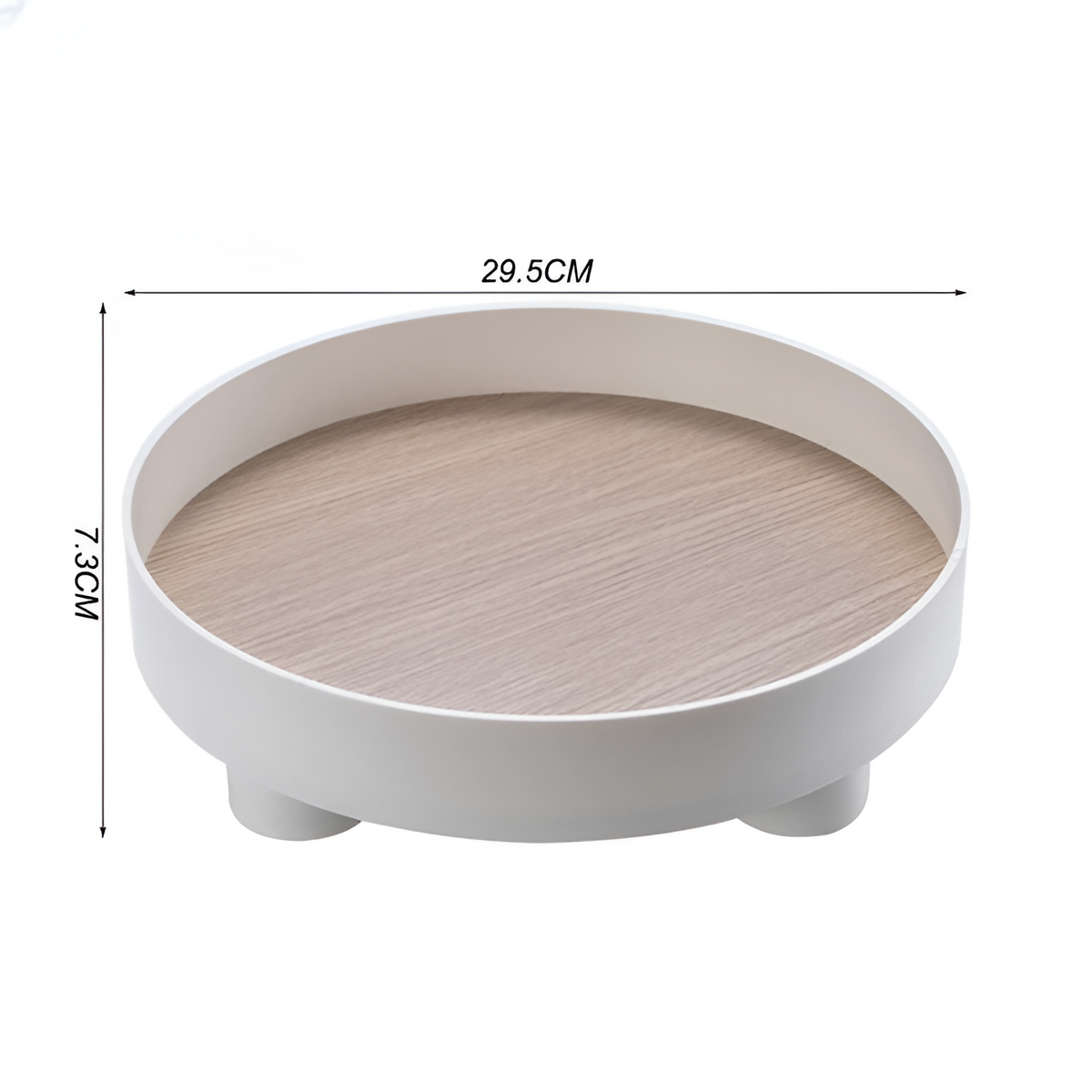 Avtoit | Round Serving Tray - Decorative Tray Made of Wood - White Tray Made of Ceramic