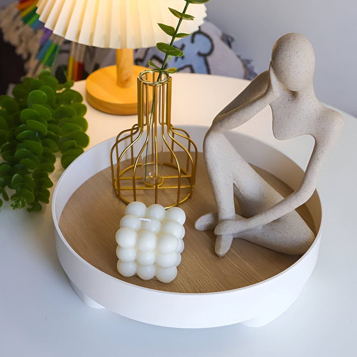Avtoit | Elegant Round Serving Tray made of Ceramic and Wood