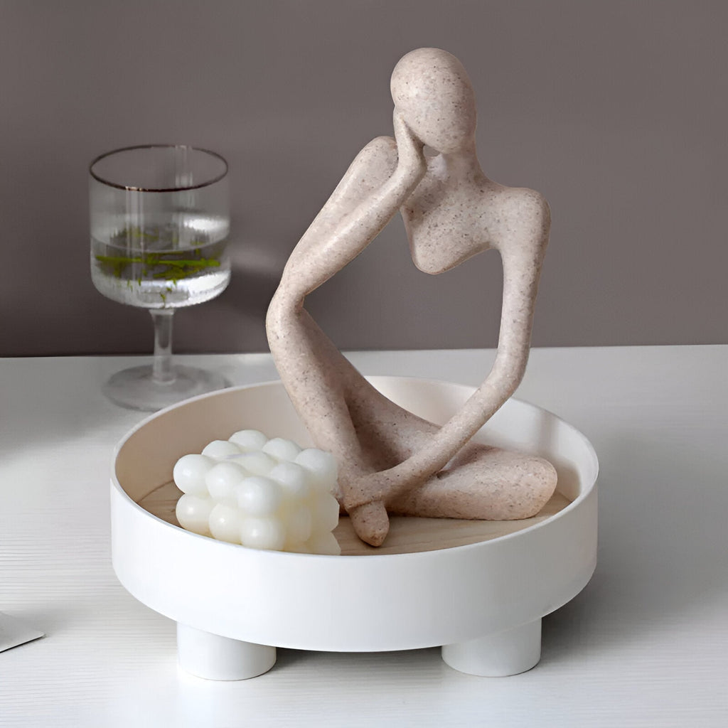 Avtoit | Elegant Round Serving Tray made of Ceramic and Wood