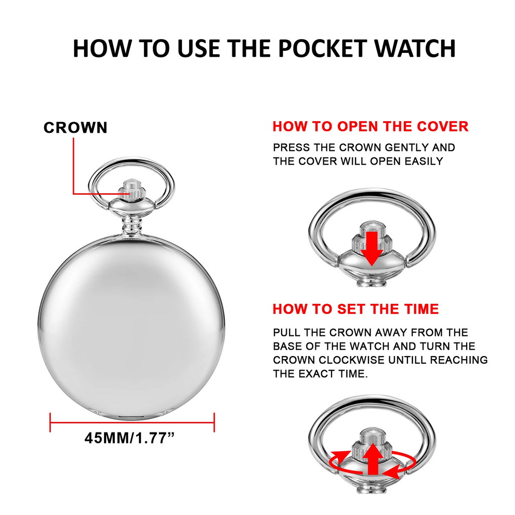 Avtoit | Silver Full Hunter Pocket Watch with Classical and Antique Look - Elaborately designed to be the perfect complement to your wardrobe
