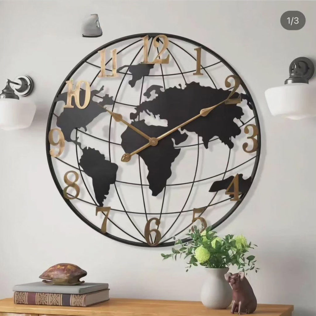 Avtoit | 60cm Large World Map Wall Clock